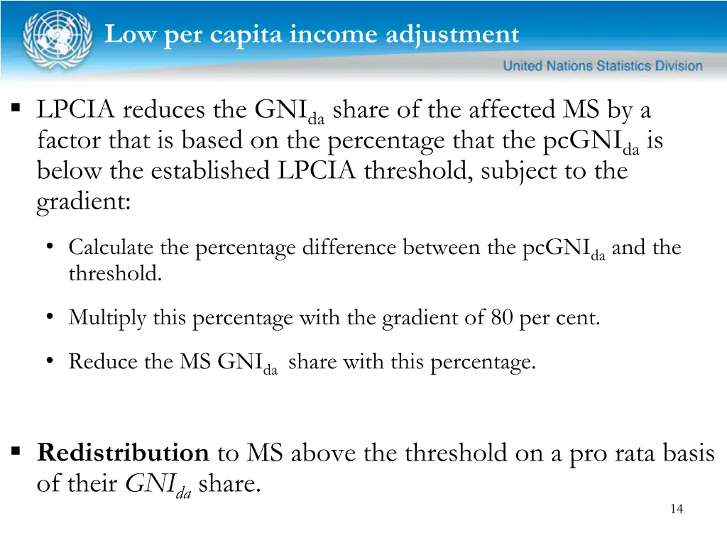 low per capita income adjustment 1