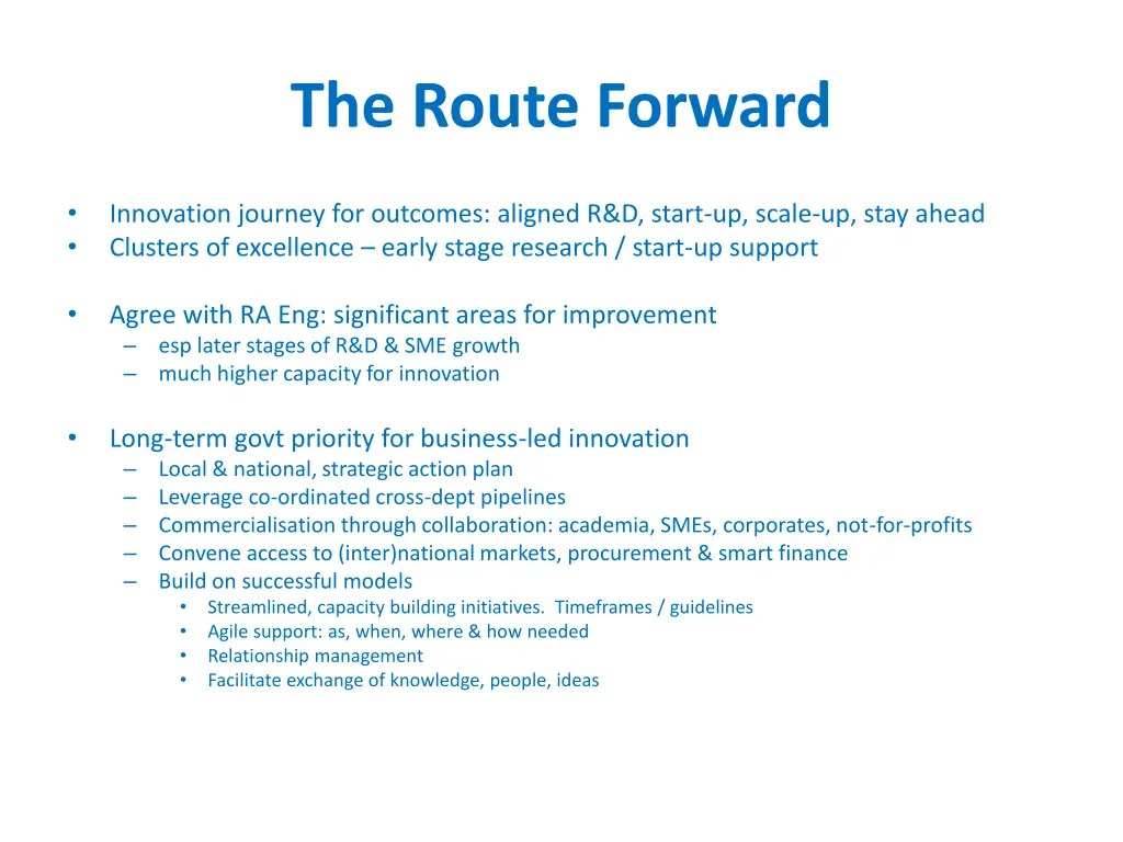 the route forward