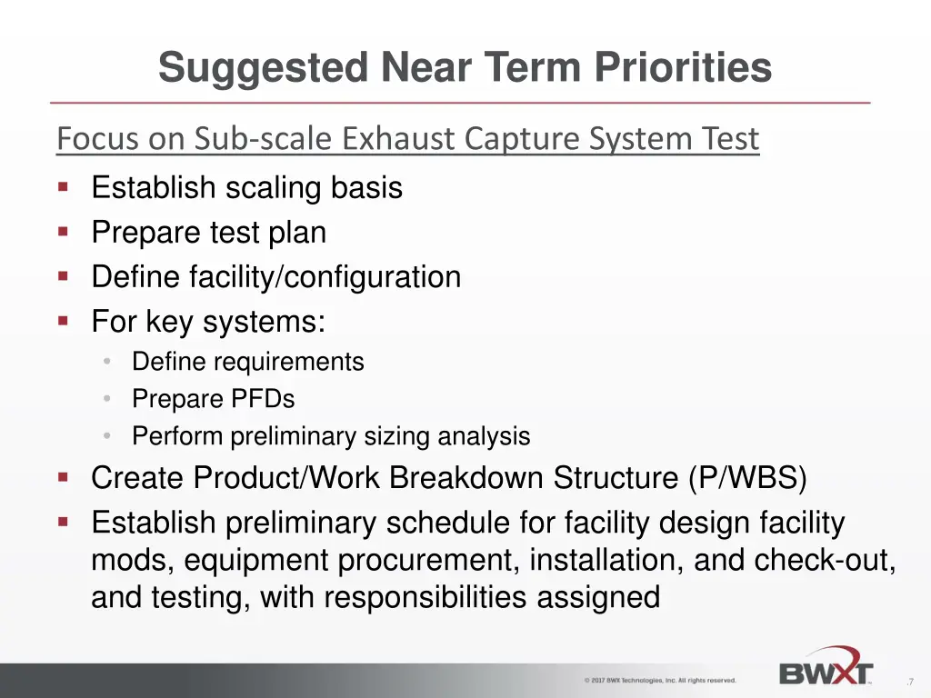 suggested near term priorities