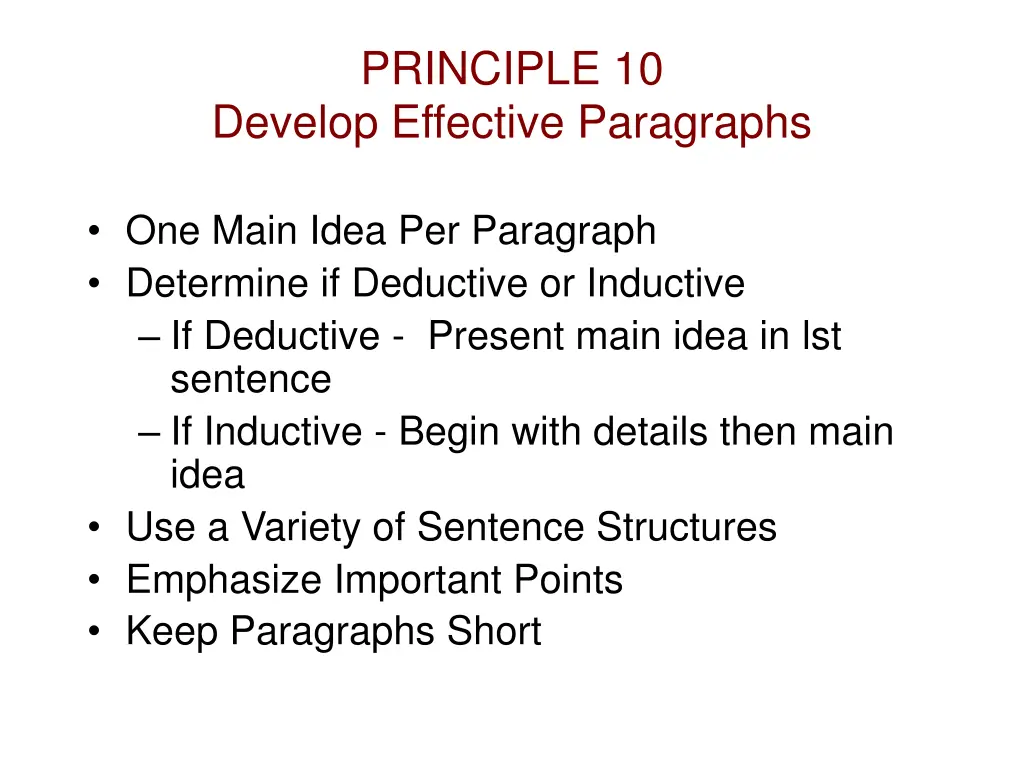 principle 10 develop effective paragraphs