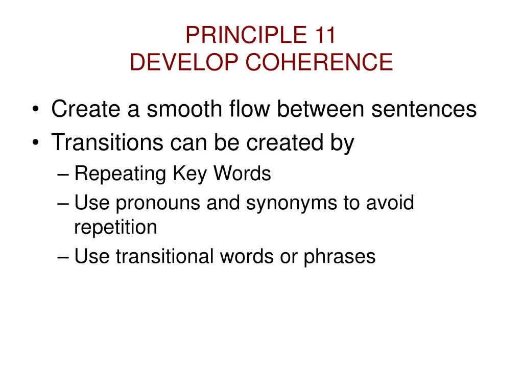 principle 11 develop coherence