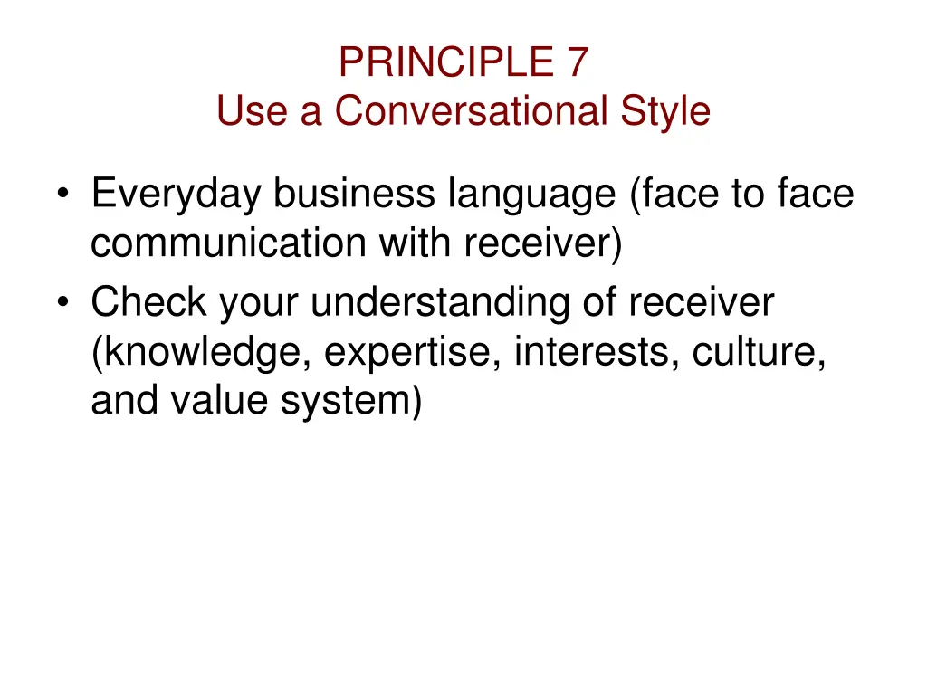 principle 7 use a conversational style