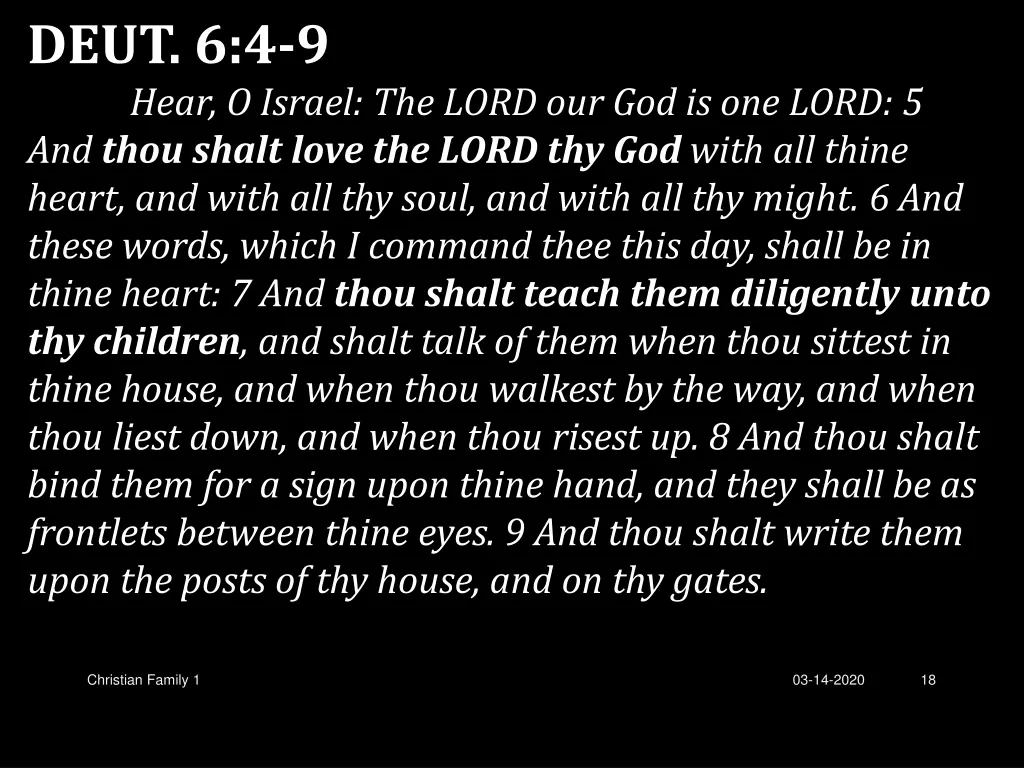 deut 6 4 9 hear o israel the lord