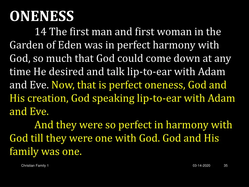 oneness 14 the first man and first woman