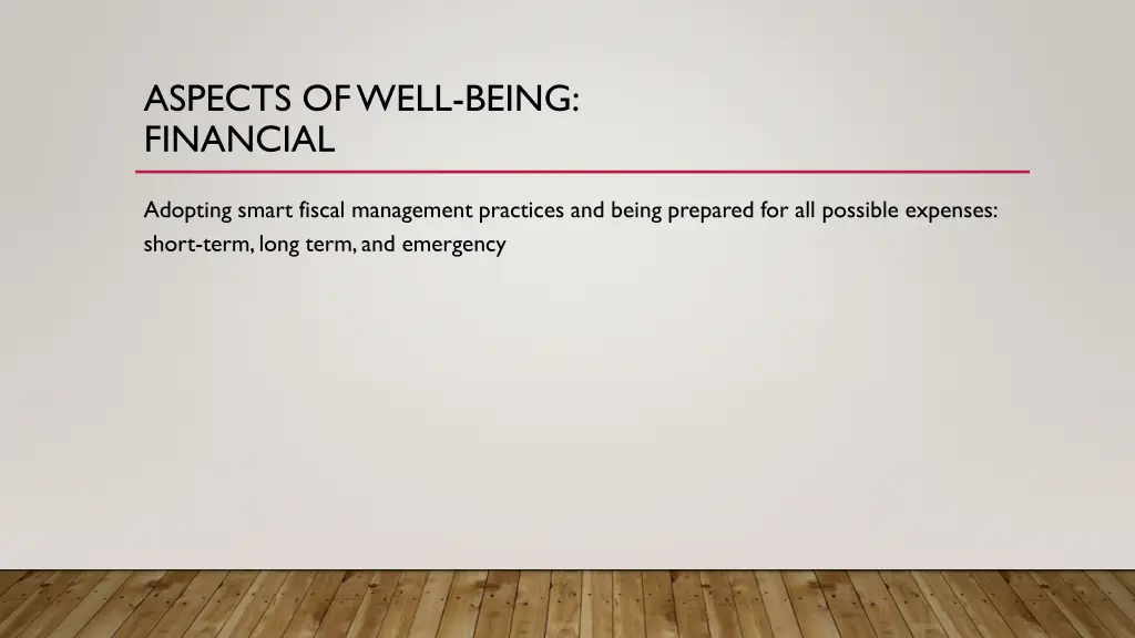 aspects of well being financial