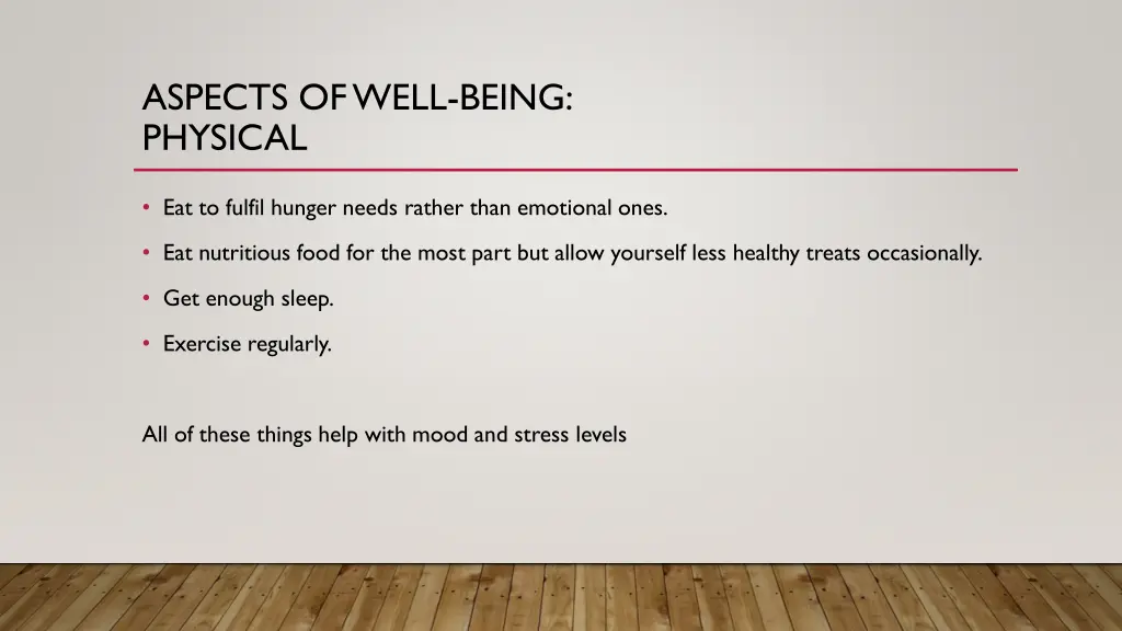 aspects of well being physical