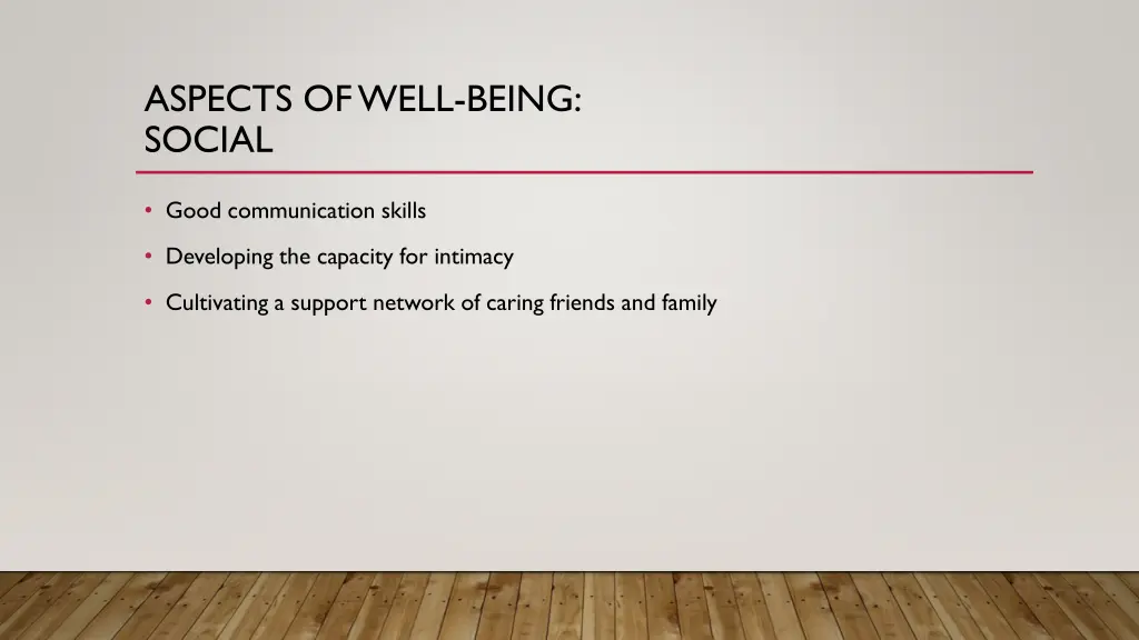 aspects of well being social