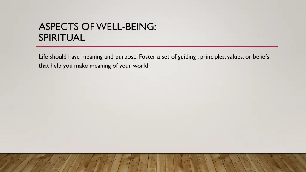 aspects of well being spiritual