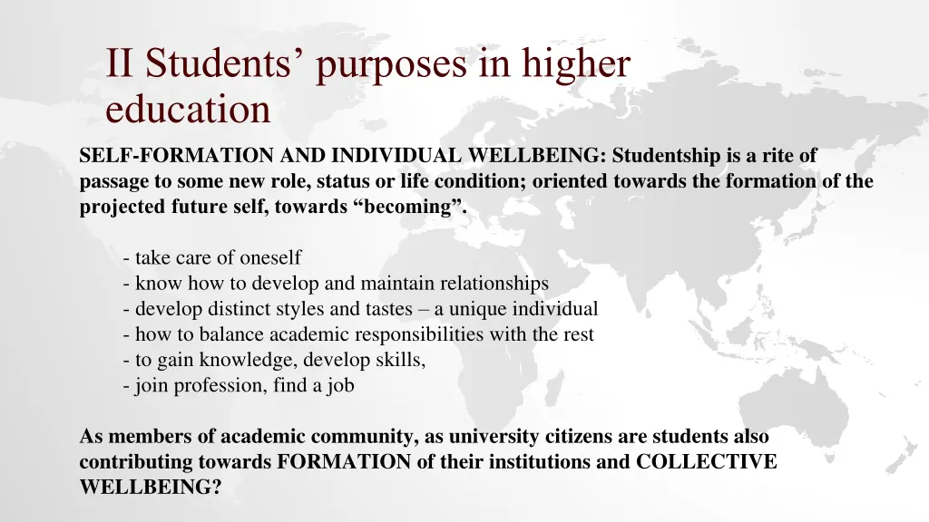 ii students purposes in higher education