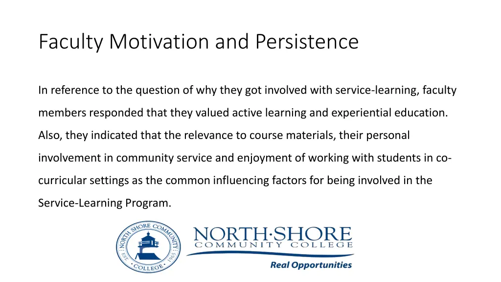 faculty motivation and persistence