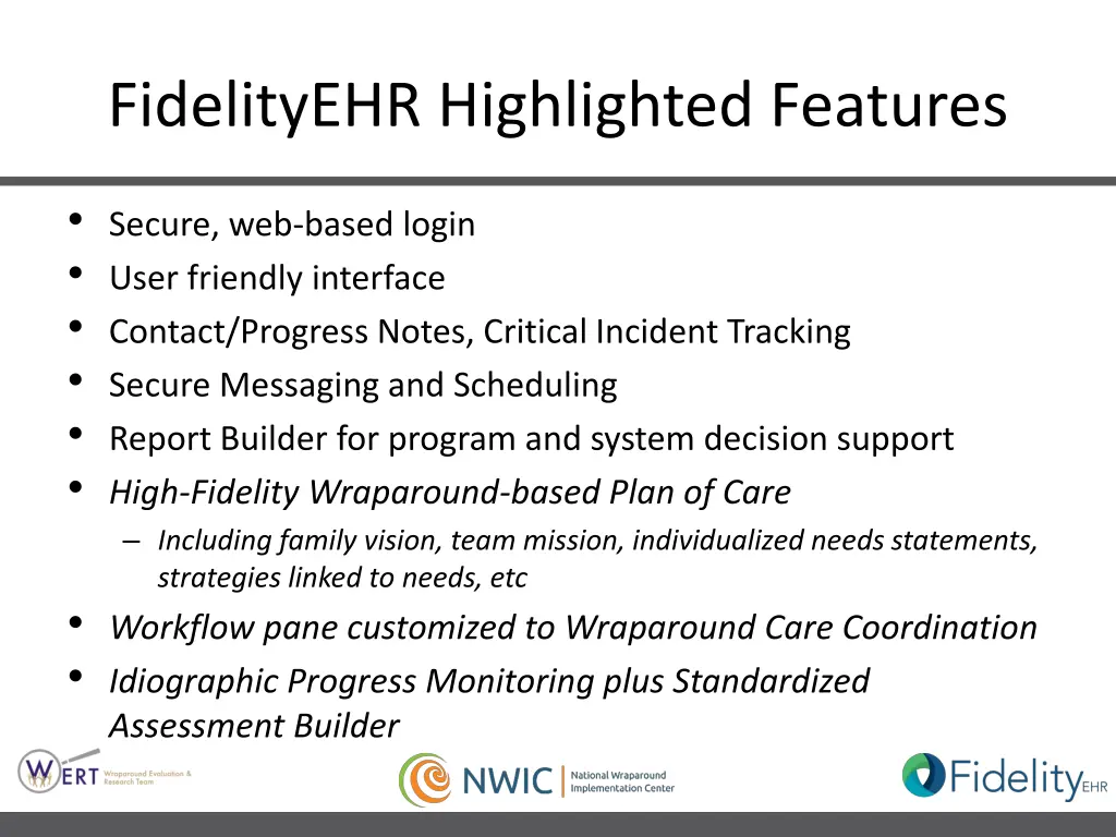 fidelityehr highlighted features