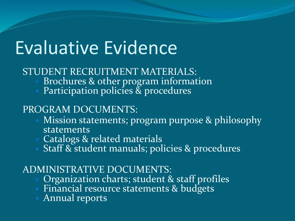 evaluative evidence