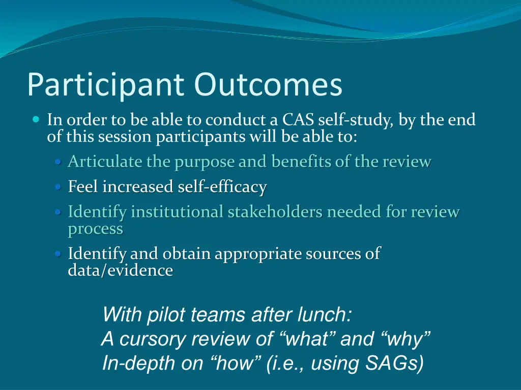 participant outcomes in order to be able 1