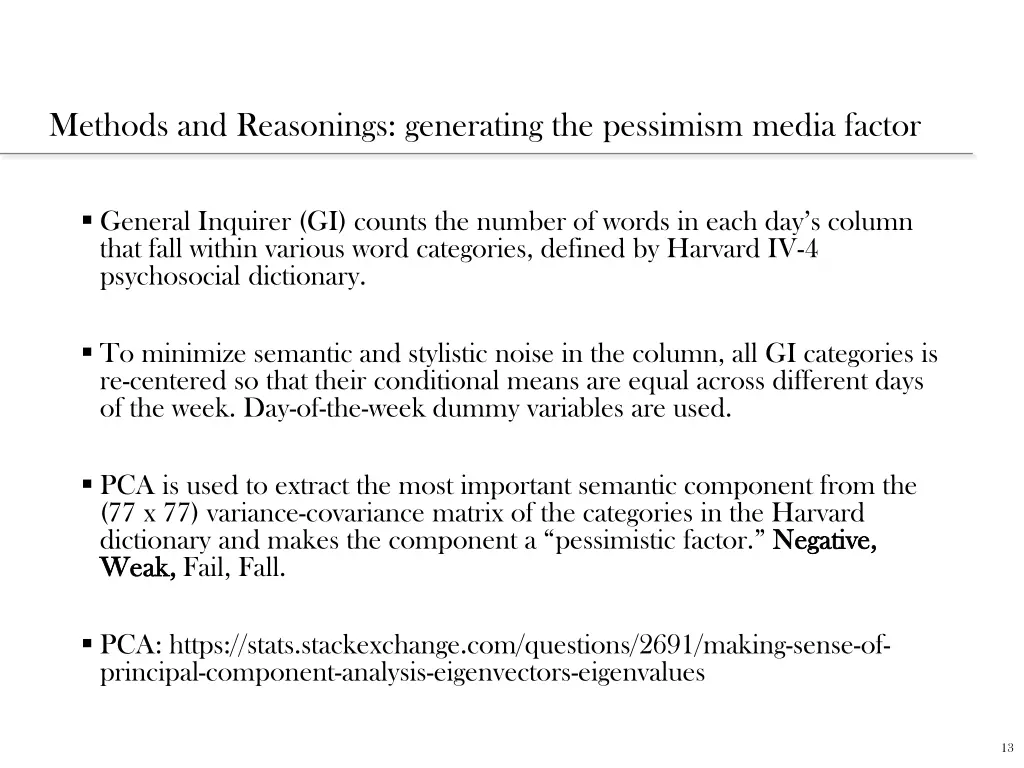 methods and reasonings generating the pessimism