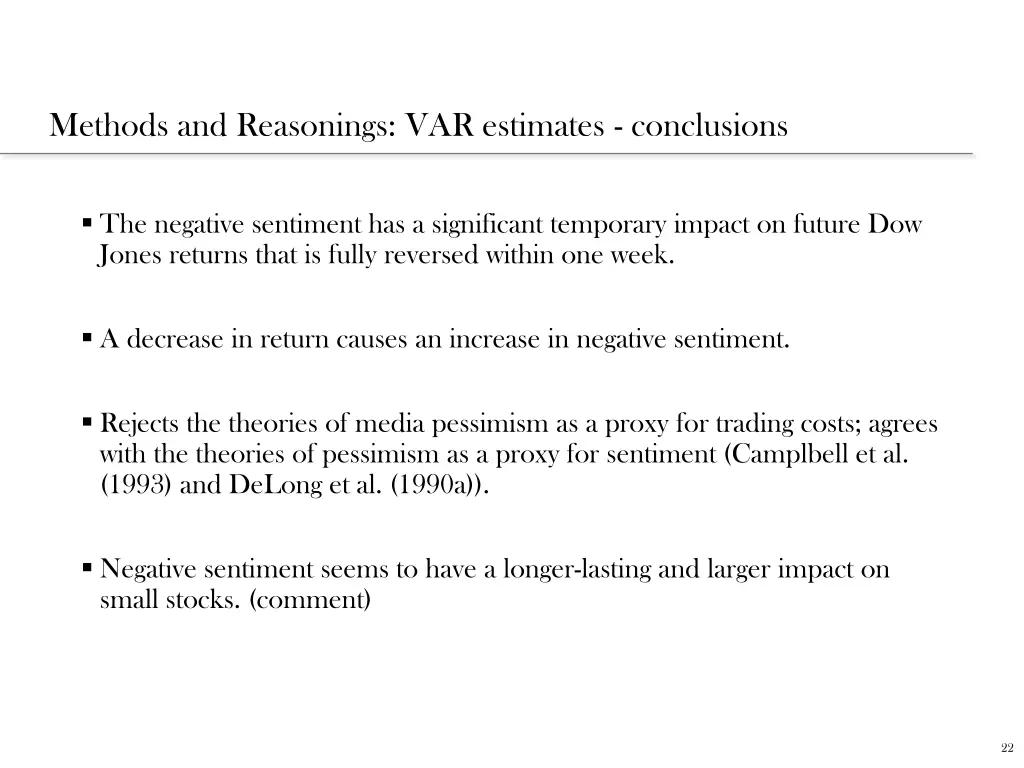 methods and reasonings var estimates conclusions