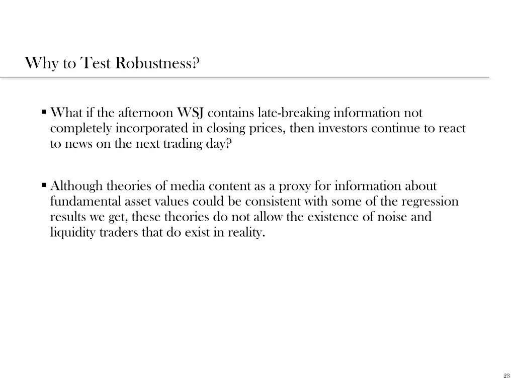 why to test robustness