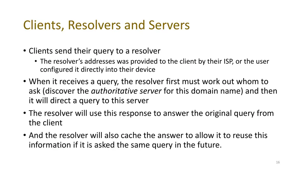 clients resolvers and servers