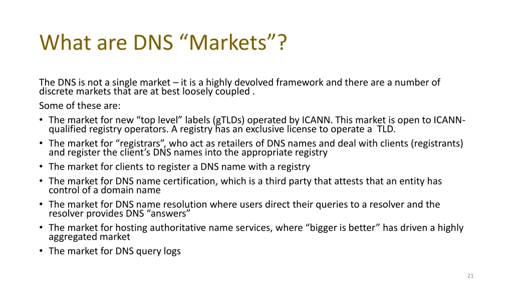 what are dns markets