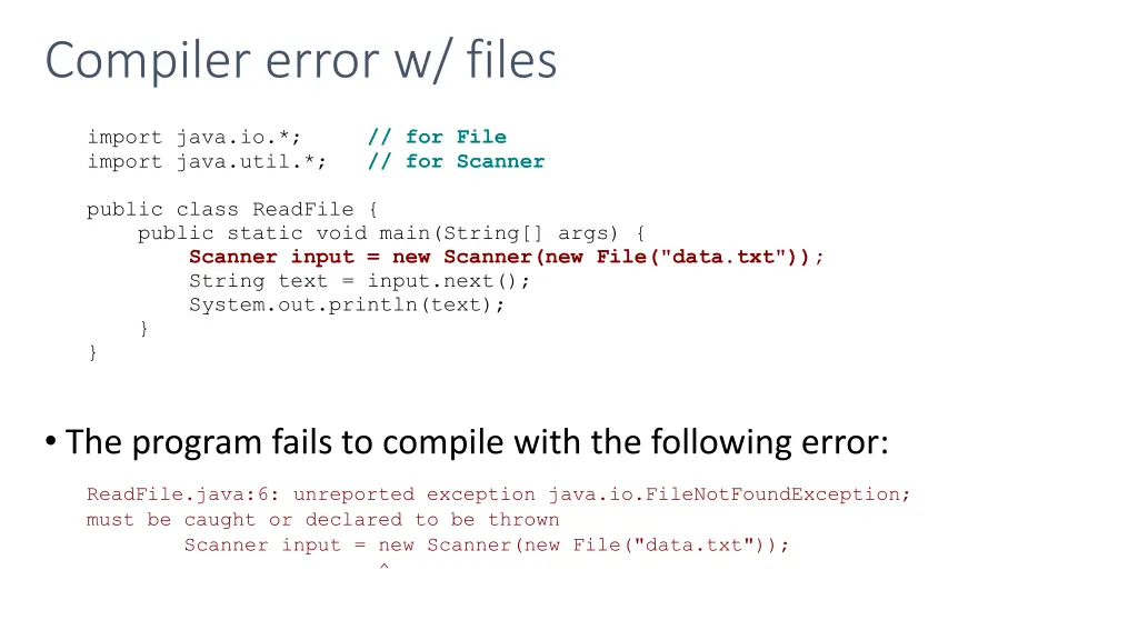 compiler error w files