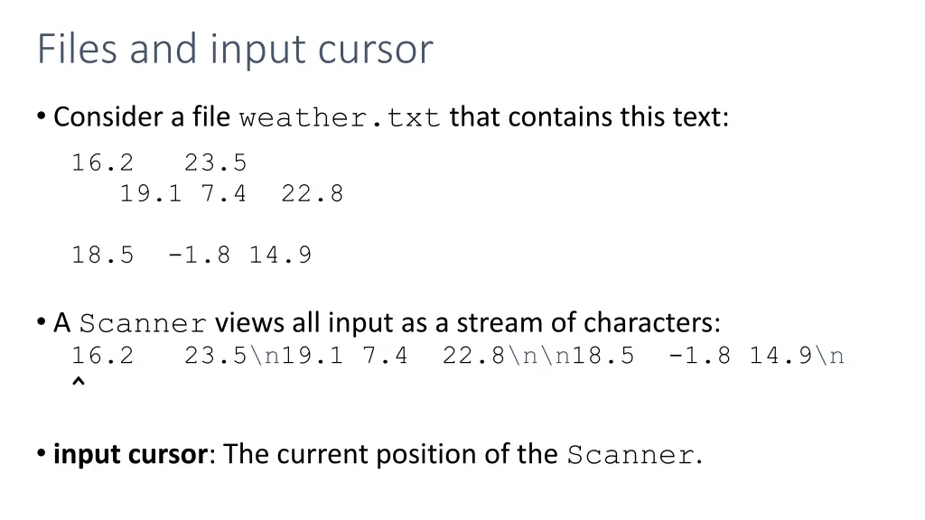 files and input cursor