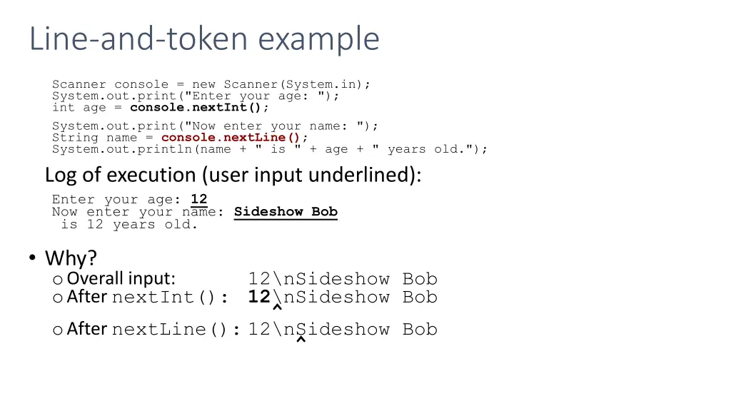 line and token example