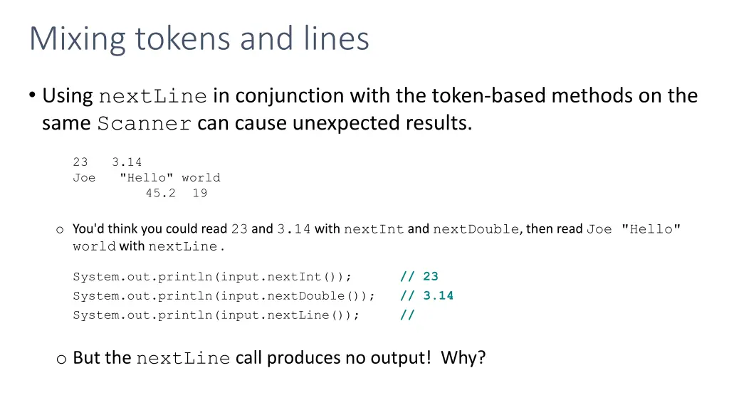 mixing tokens and lines