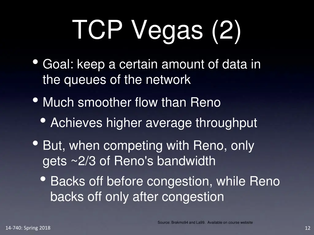 tcp vegas 2 goal keep a certain amount of data