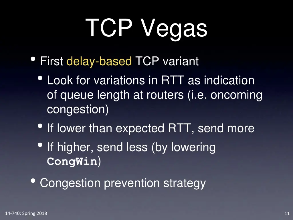 tcp vegas first delay based tcp variant look