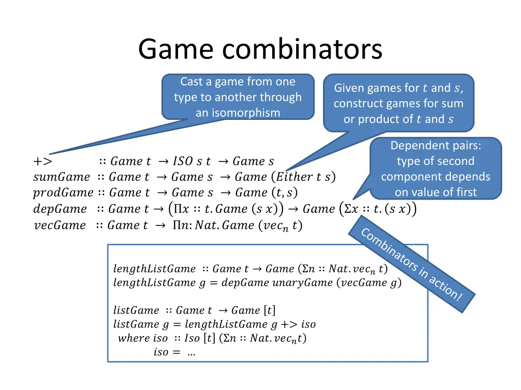 game combinators