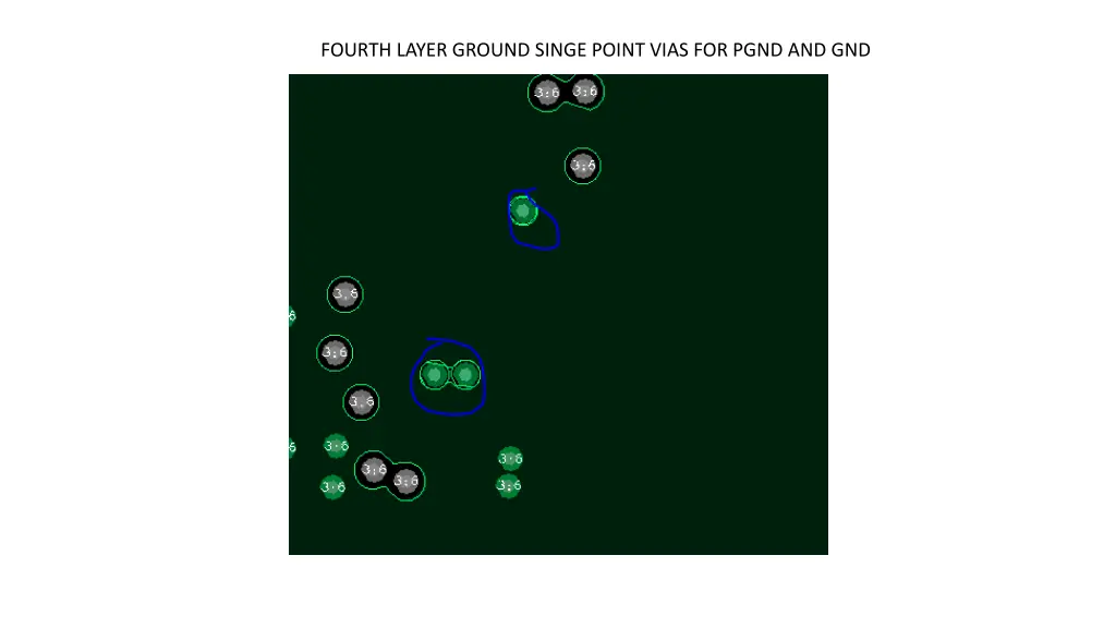 fourth layer ground singe point vias for pgnd