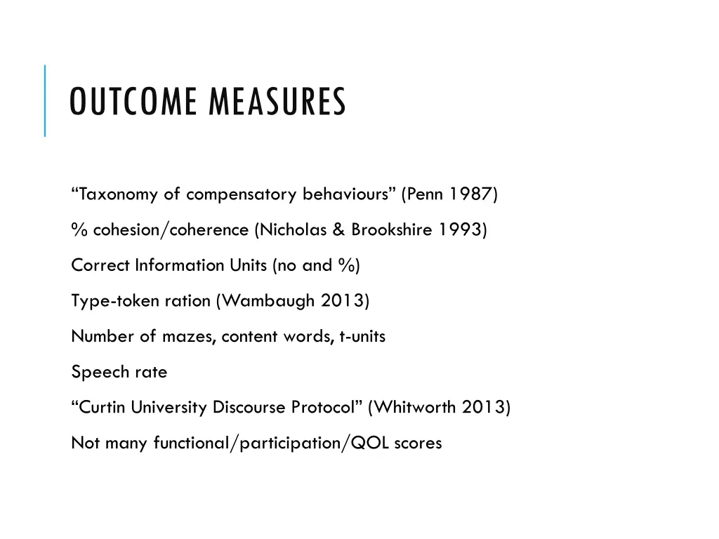 outcome measures