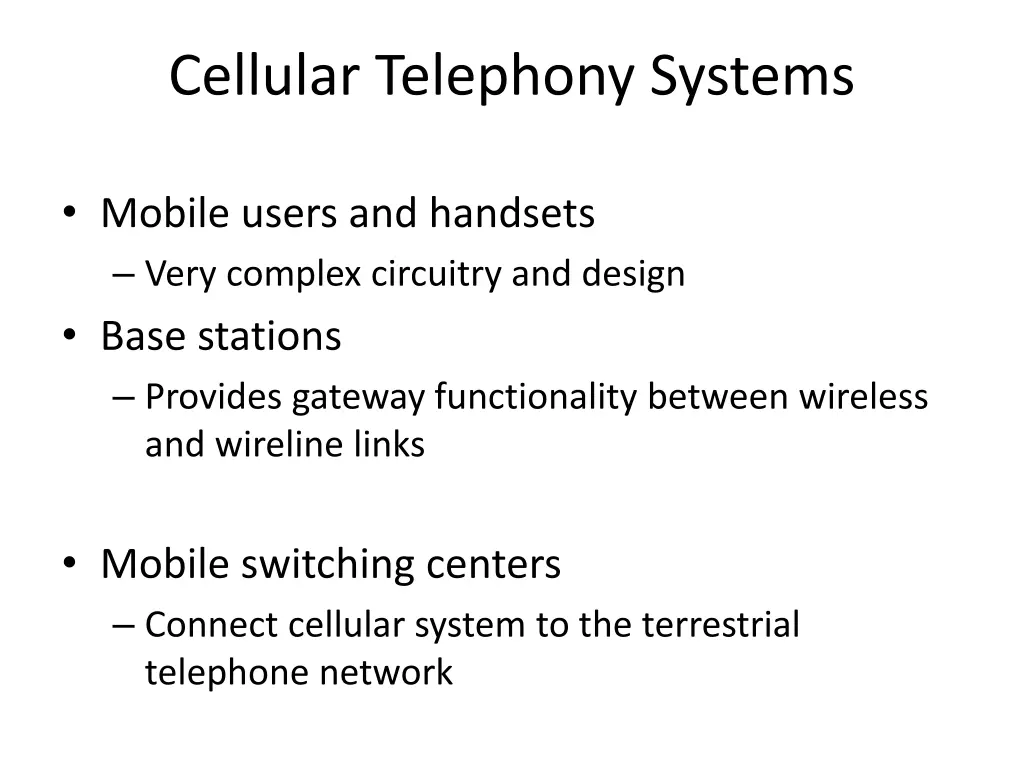 cellular telephony systems