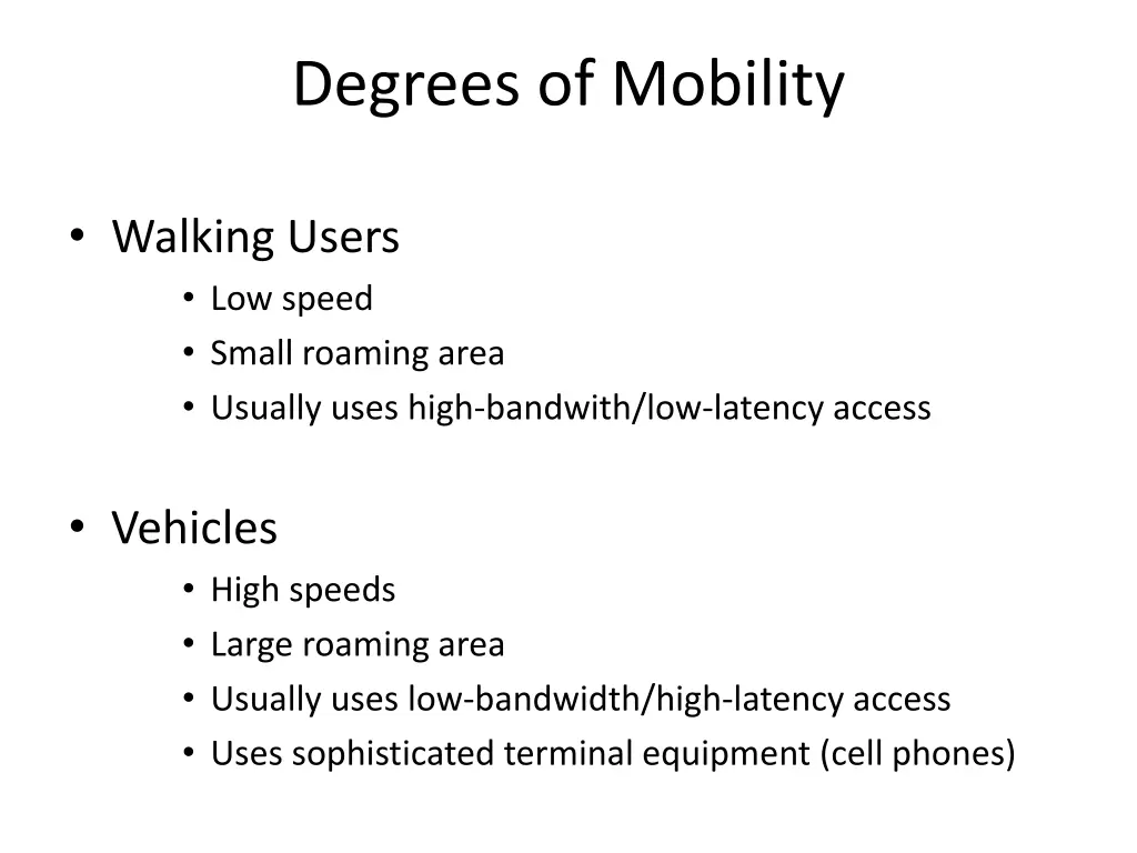 degrees of mobility