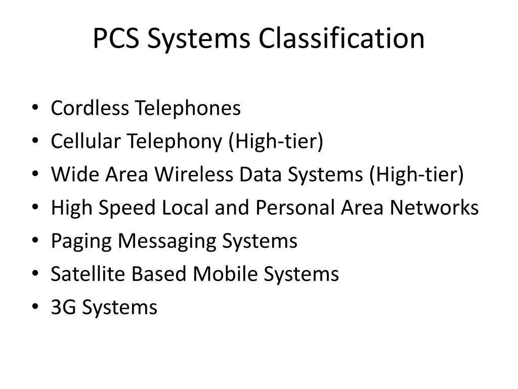 pcs systems classification