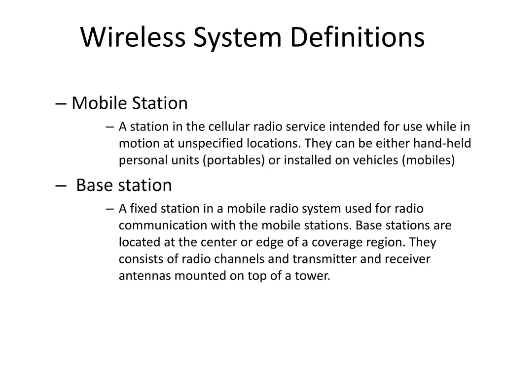 wireless system definitions