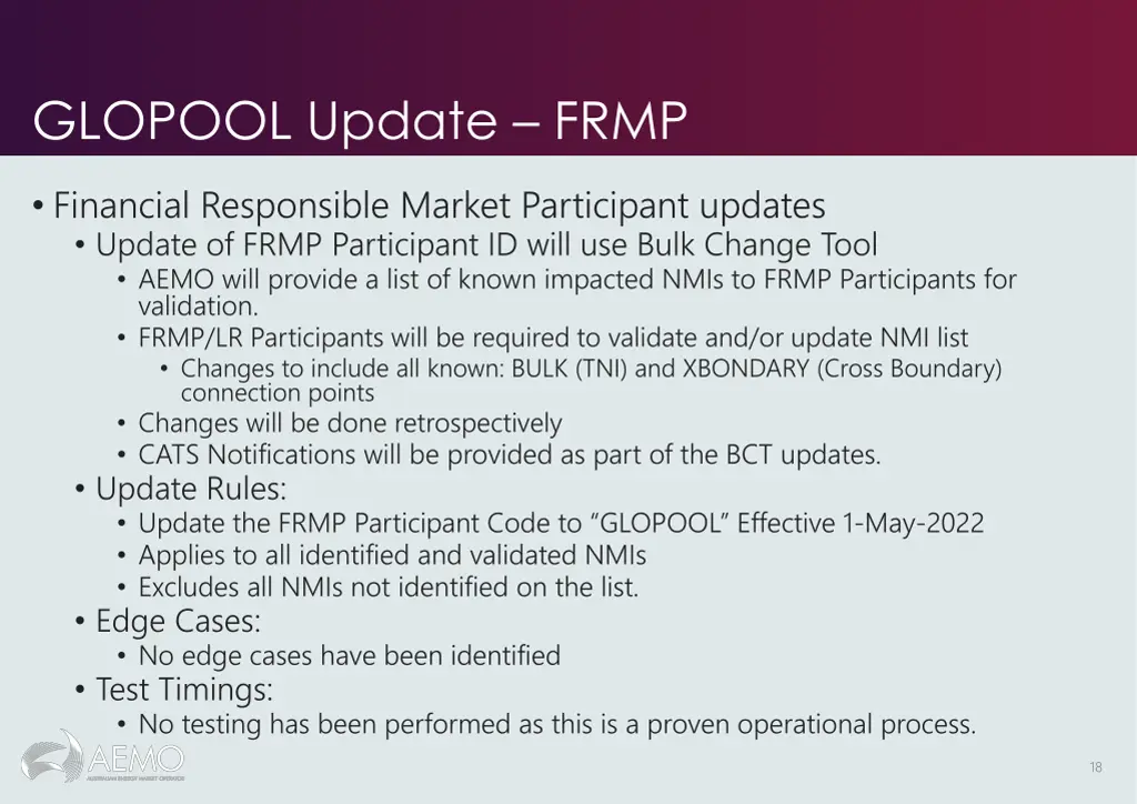 glopool update frmp