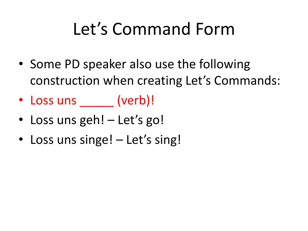 let s command form