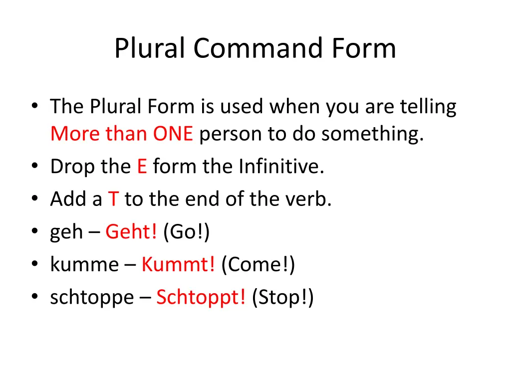 plural command form