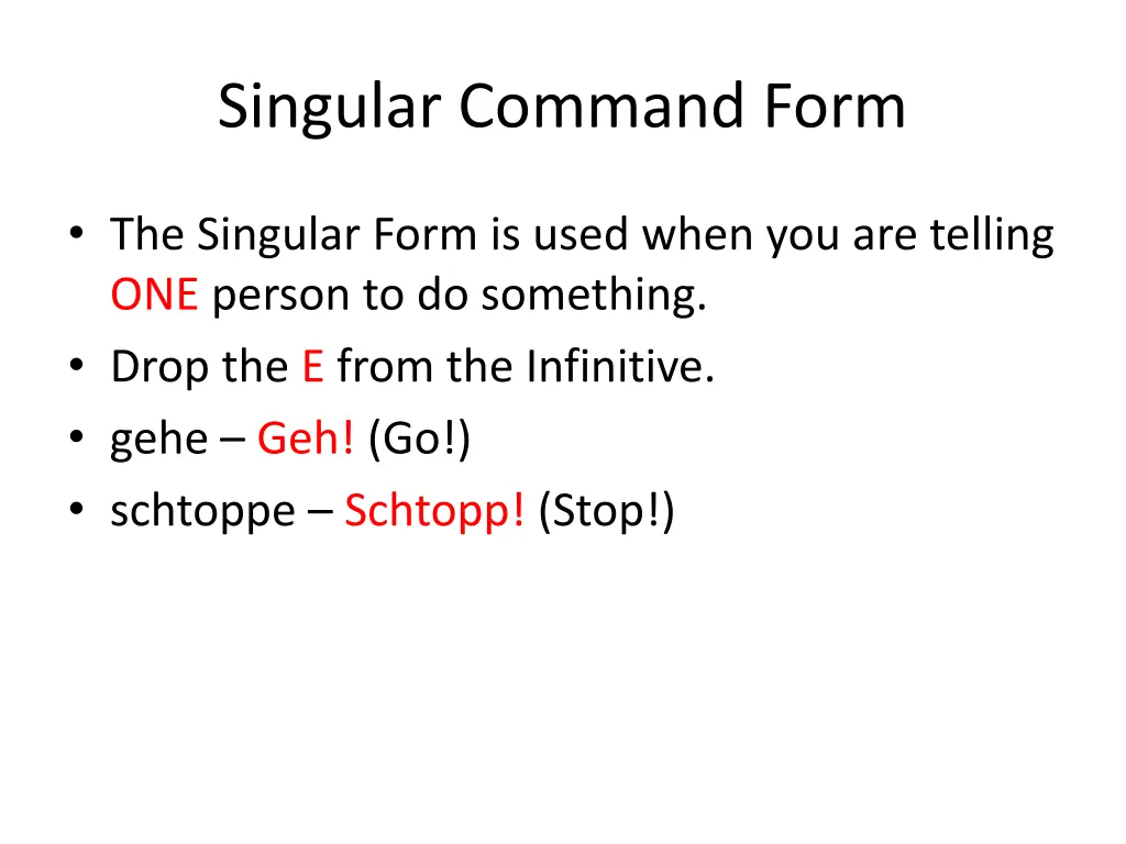 singular command form