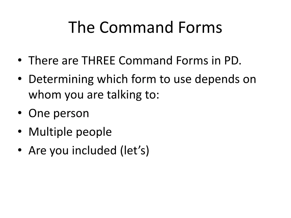 the command forms