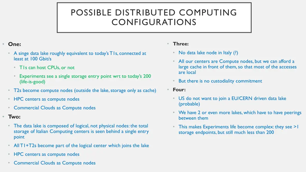 possible distributed computing configurations