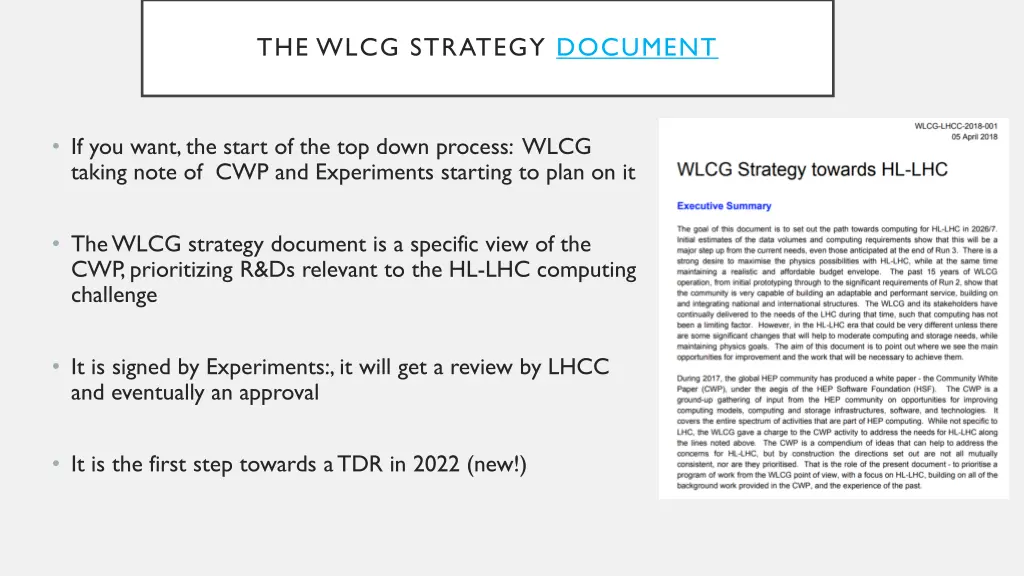 the wlcg strategy document