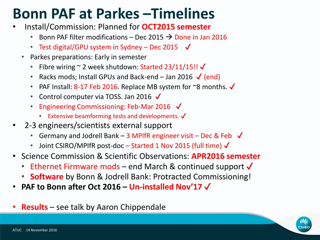 bonn paf at parkes timelines