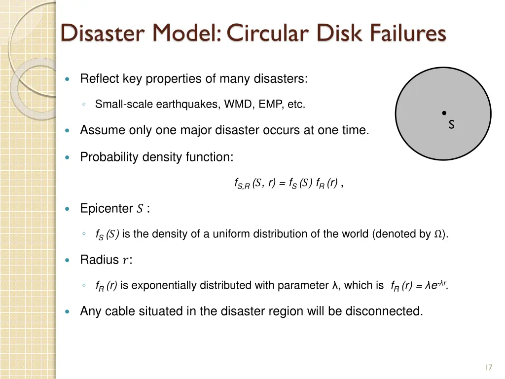 disaster model circular disk failures