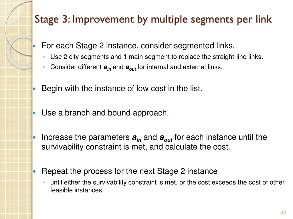 stage 3 improvement by multiple segments per link