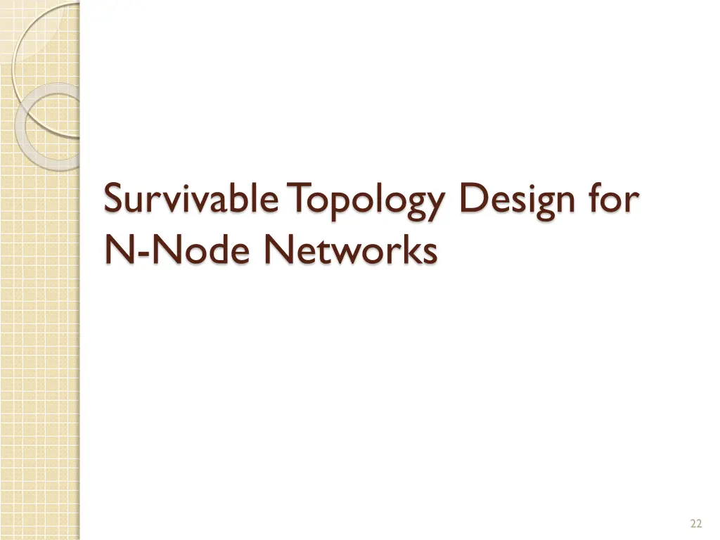 survivable topology design for n node networks