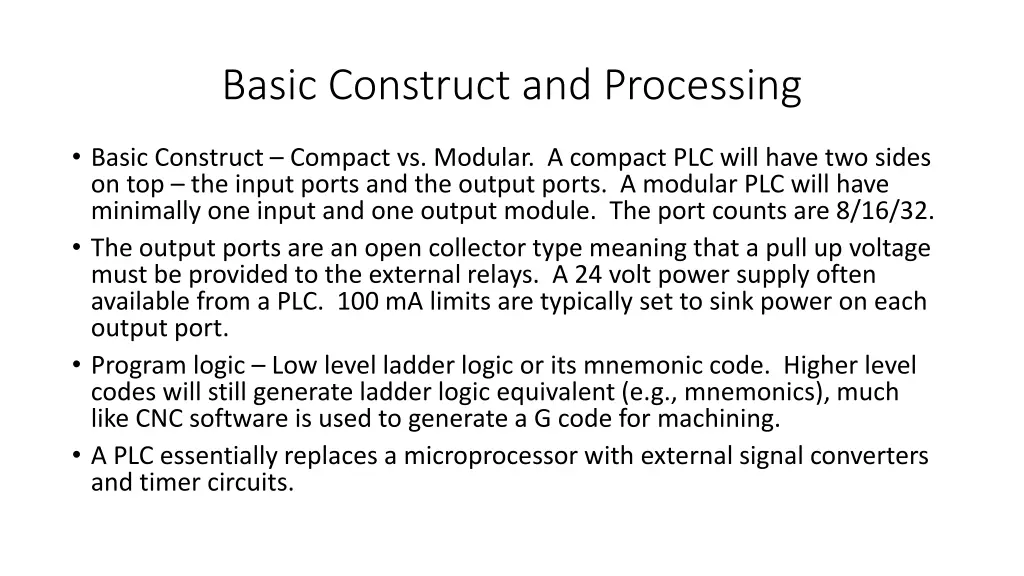 basic construct and processing