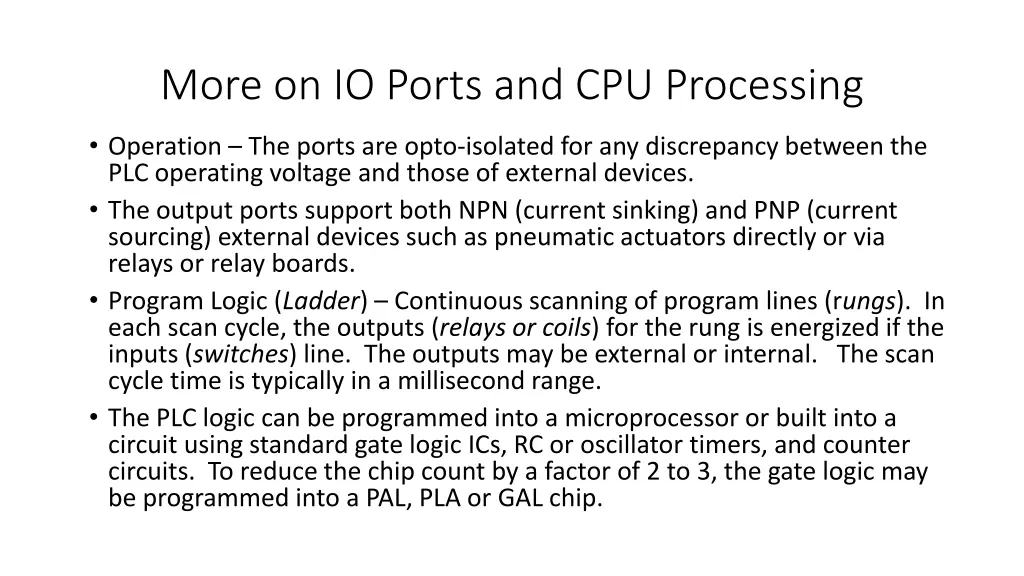 more on io ports and cpu processing