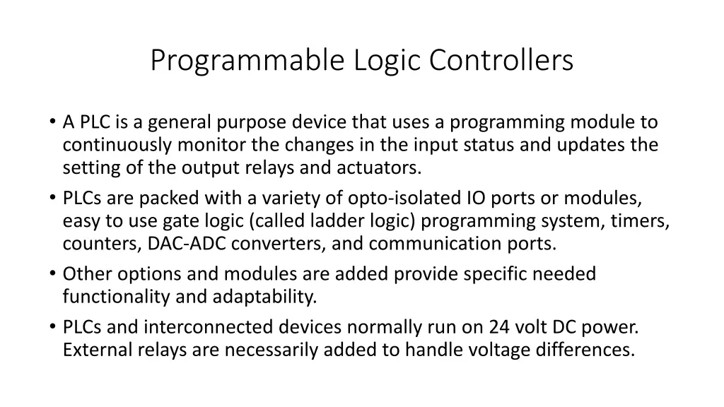 programmable logic controllers