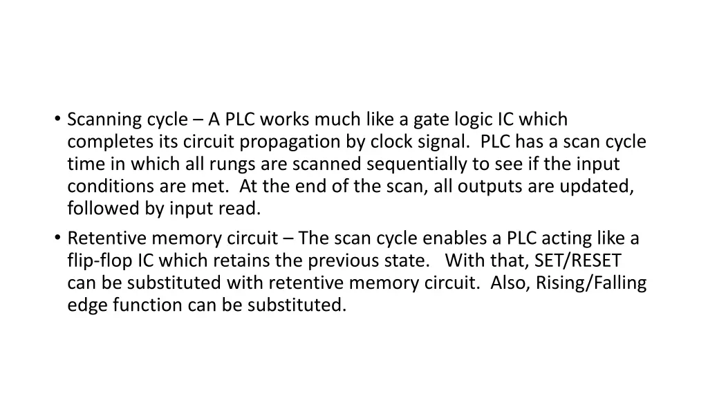 scanning cycle a plc works much like a gate logic